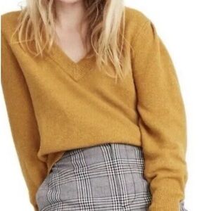 Madewell Mustard Knit V Neck Sweater